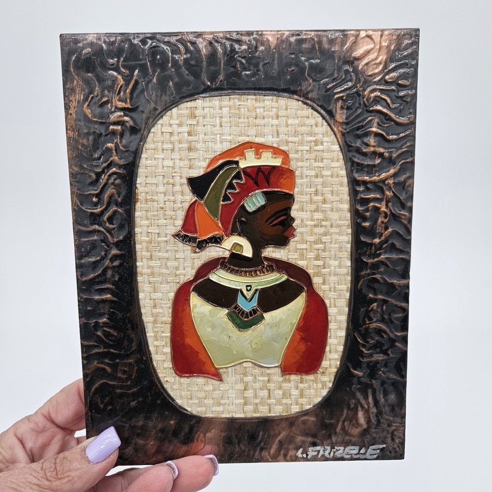 "The Xhosa" Signed Original Cloisonne By Lez Frizelle 1960s African Woman...